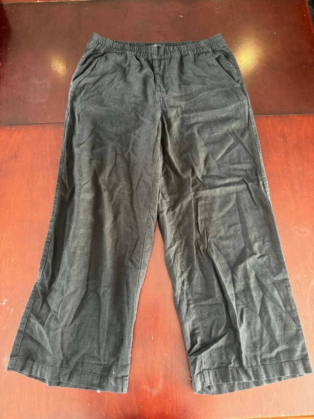 Reitmans Signature Black Wide Leg Linen Pants 14 Petite Breezy Lightweight Boho - Picture 2 of 4